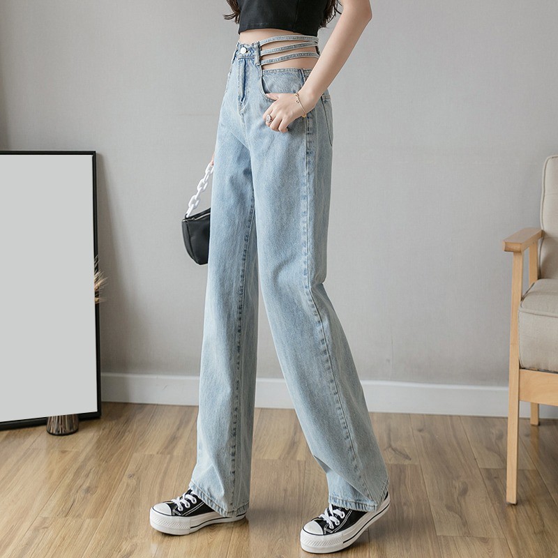 Quần jean nữ ống rộng xuông Emilyshop ulzzang