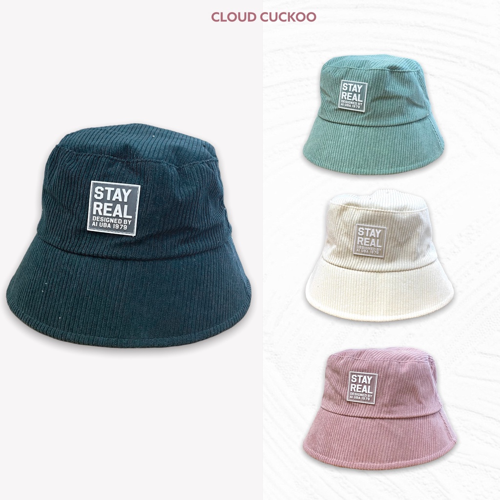 Mũ Bucket Hat Xô Chất Nhung Tăm Logo Stay Thời Trang - Mã Số: MBK04086