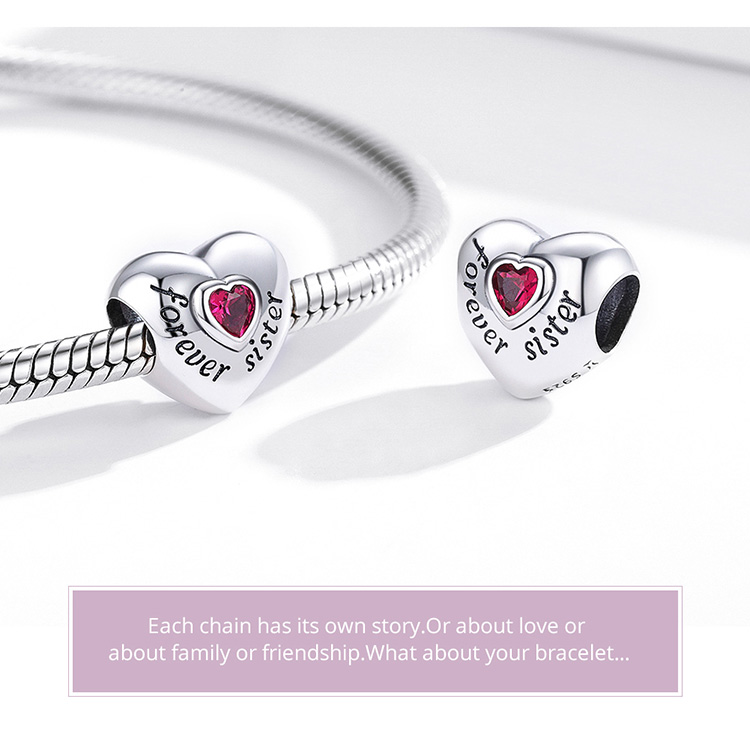 Hạt Trang Sức Bamoer SCC1835 Bạc Sterling 925 In Chữ Forever Love Sáng Tạo Bắt Mắt Cho Nữ