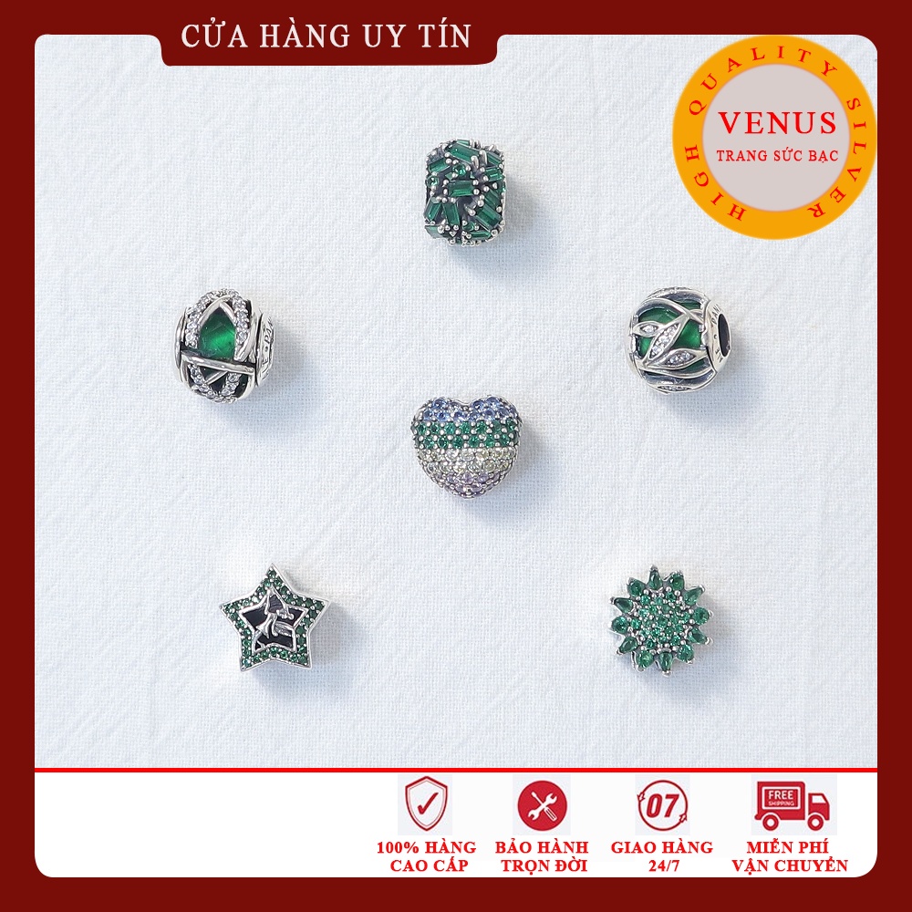 Bộ sưu tập charm xanh lá- Bạc 925 cao cấp- Trang sức bạc Venus