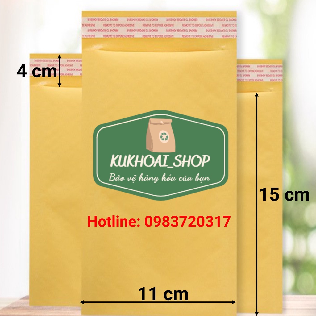 COMBO 50 Túi Đóng Hàng Cao Cấp Chống Sốc Chống Nước Màu Vàng Nhiều KT 11x13 11x15 13x15 12x16 12x18 cm