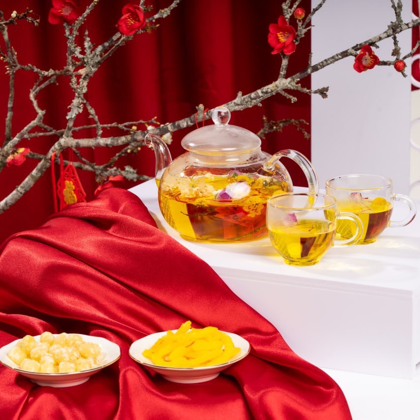 Bộ ấm thủy tinh cao cấp Saffron Việt Nam và khay đựng