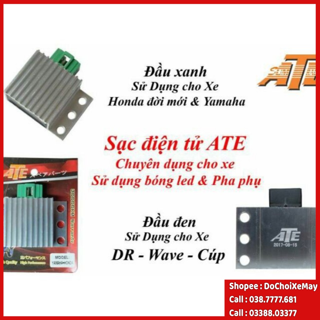 Sạc điện tử ATE cho xe Yamaha và Honda. ko cần câu dây, DoChoiXeMay