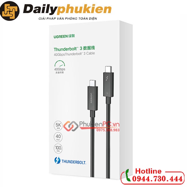 Cáp USB Type C (Thunderbolt 3) dài 0,5m Ugreen 80324 dailyphukien