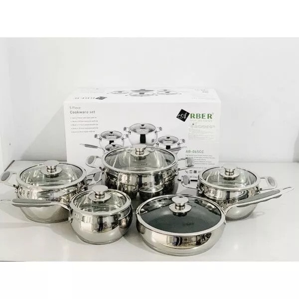 Bộ nồi Arber AB-06SCC của Đức 5 món Inox 304 tay cầm chống nóng hàng chính hãng bảo hành 12 tháng