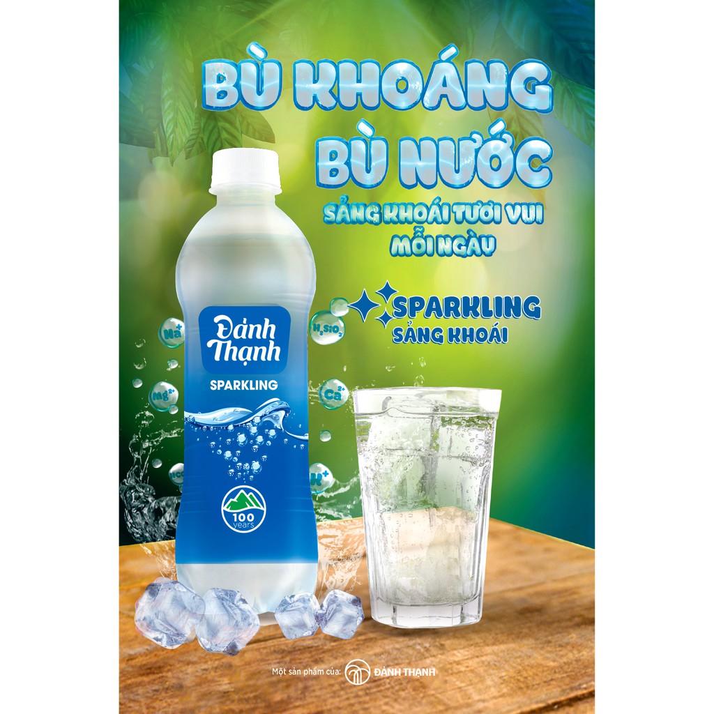 Lốc 6 chai Nước Khoáng Thiên Nhiên Có Ga Đảnh Thạnh chai 430ml (Đảnh Thạnh Lạt)