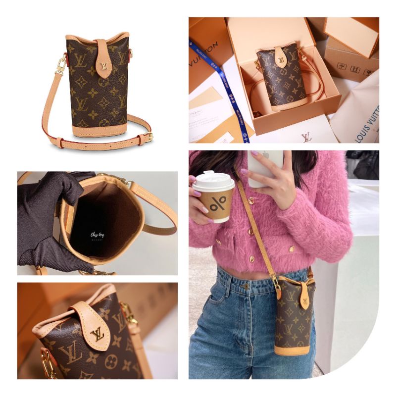 Túi đeo chéo nữ LV cá tính sz11x18cm hoa nâu fullbox nam châm