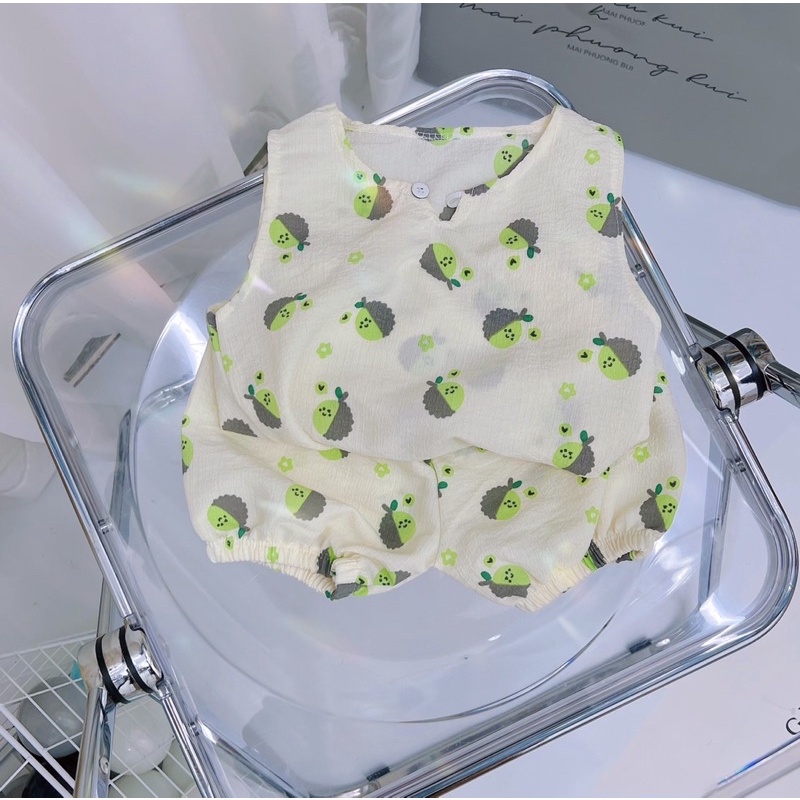 Bộ 3 lỗ chất liệu xô múlin , đũi nhăn cho bé trai bé gái