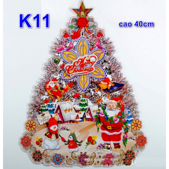 Hình dán đối xứng bộ 2 tấm trang trí noel mẫu cây thông K11