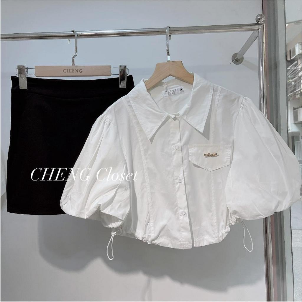 Sơ mi cộc crop tag chane -cheng closet