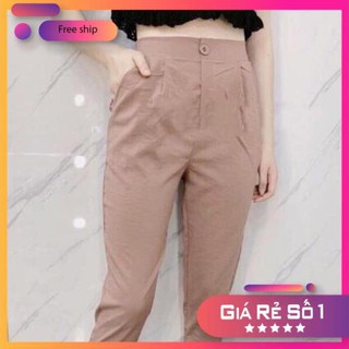 Quần Baggy nữ 🌸FREESHIP🌸 Quần Baggy 9 tấc chất liệu đũi sước Hàn cao cấp.