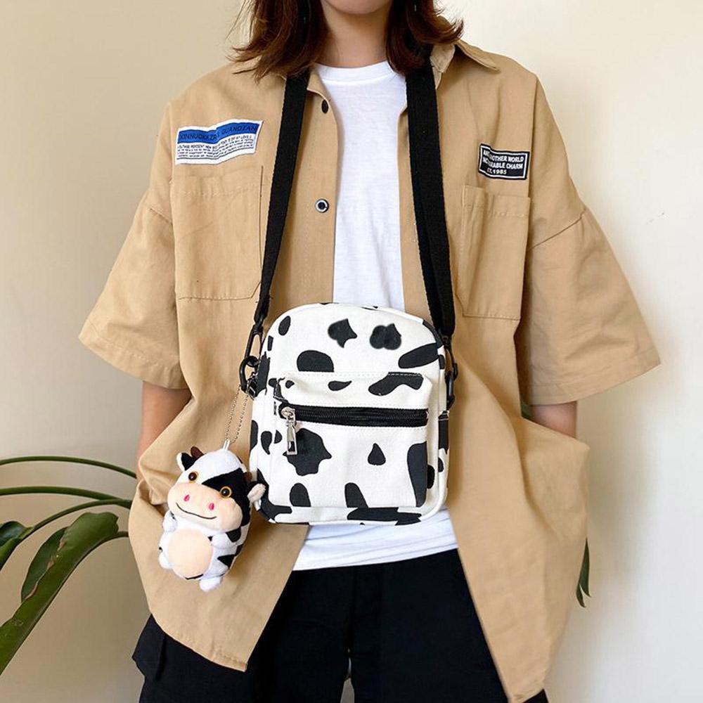 Túi đeo chéo nữ đi chơi mini nhỏ giá rẻ đẹp in hình bò sữa THỜI TRANG UNIBAG