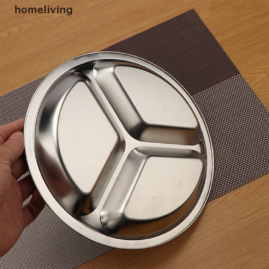 Đĩa Đựng Thức Ăn Chia 3 Ngăn 22 / 24cm Bằng Thép Không Gỉ