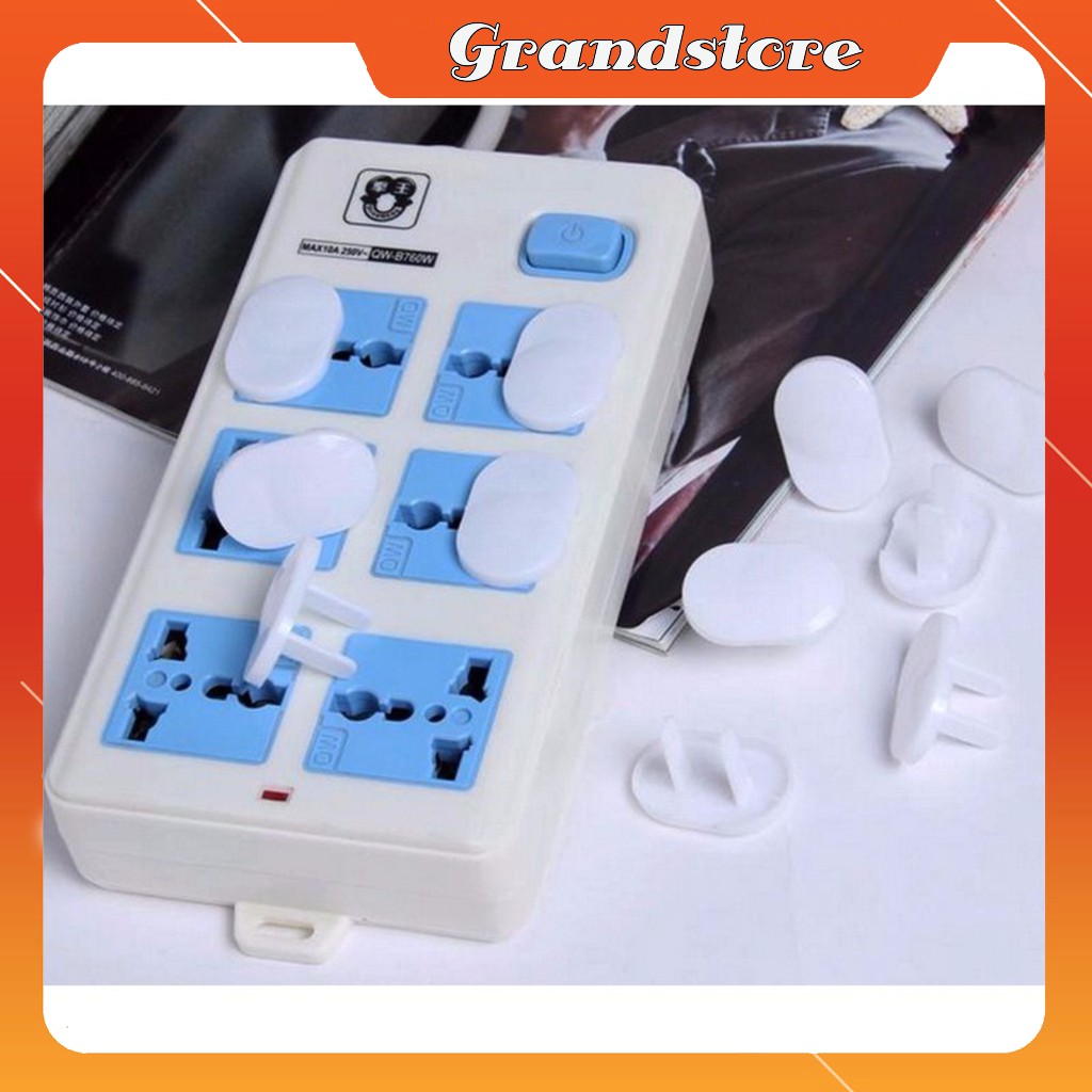 COMBO 10 NÚT NHỰA 2 CHẤU BỊT Ổ ĐIỆN CHỐNG GIẬT AN TOÀN CHO BÉ
