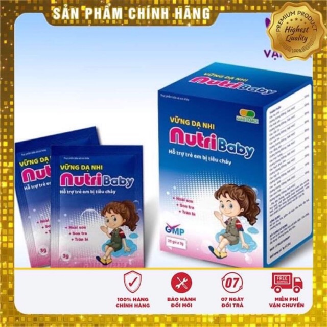 Nutribaby - Vững Dạ Nhi Hỗ Trợ Tiêu Hóa , Đầy Hơi , Chậm Tiêu , Chướng Bụng Cho Bé ( Hộp 20 Gói )