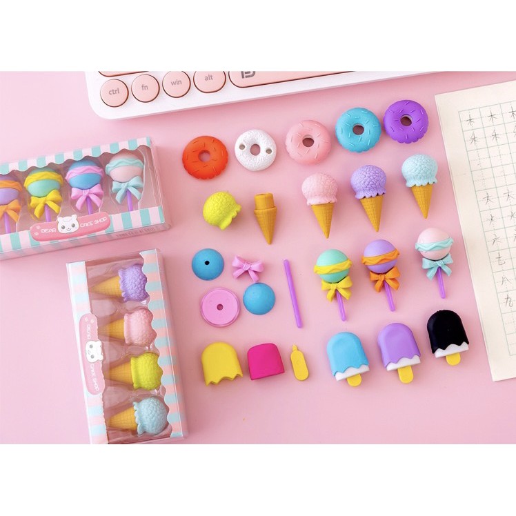 Set 4 cục gôm tẩy tạo hình kẹo mút Taro Stationery