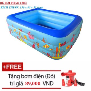 COMBO [BỂ BƠI TRẺ EM 1M5 CHỮ NHẬT 3 TẦNG] +[BƠM  ĐIỆN 2 CHIỀU ]-GIÁ CỰC SỐC CHUYÊN SỈ LẺ QM HOT DEAL