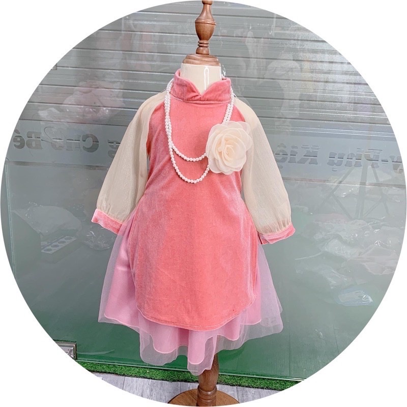 Áo dài cách tân cho bé Babystore88, Váy tết bé gái thời trang hàng thiết kế Cao Cấp cho bé 1.2.3.4.5 - 8 tuổi CT8