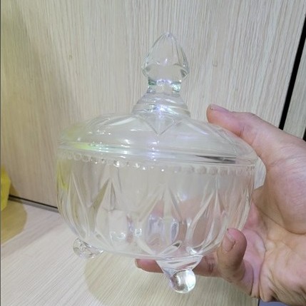 Hủ thuỷ tinh đựng mứt tết trong suốt 3 chân