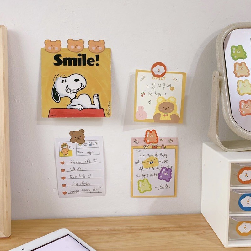 Set 2 tấm sticker trang trí Béo shop dán sổ ghi chú bookmart kệ tủ decor bàn học ST03