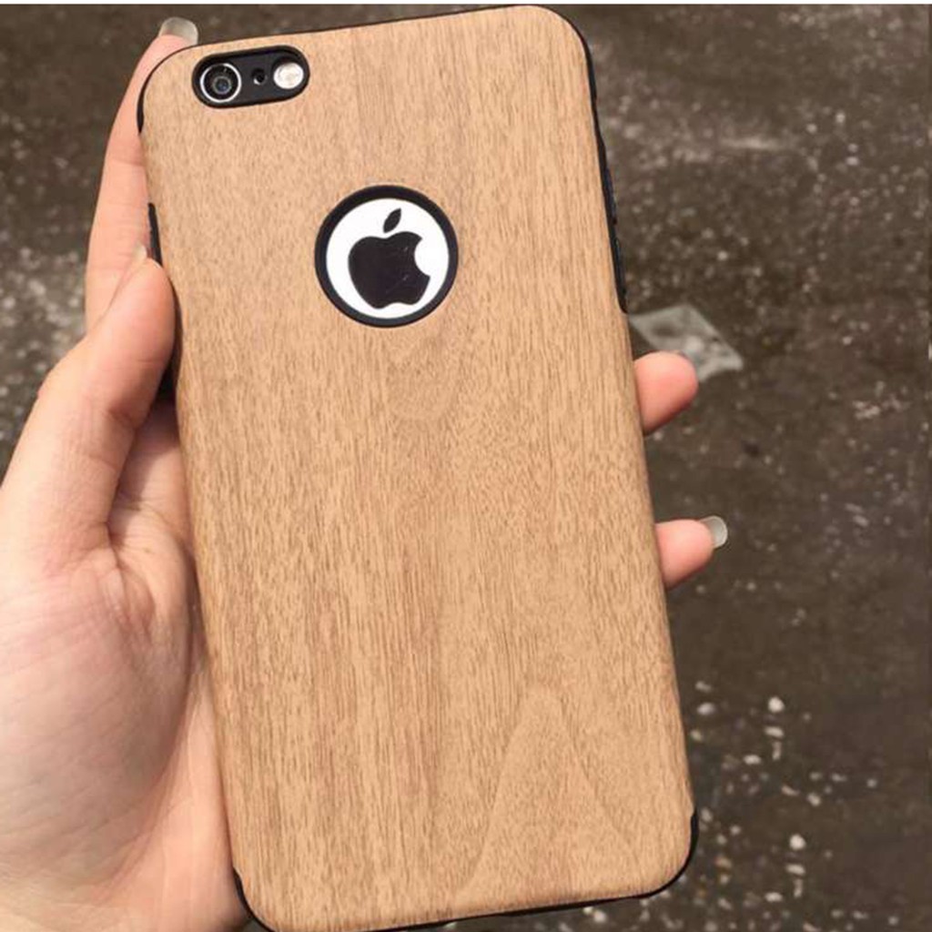 Ốp dẻo gỗ viền đen dành cho iphone 6 plus/6s plus