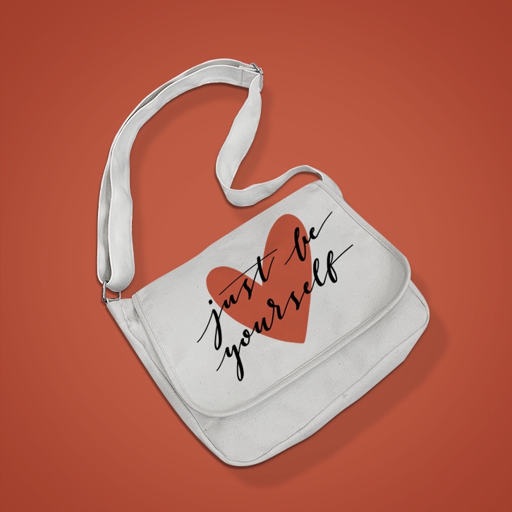 Túi Vải Đeo Chéo Nữ Canvas In Hình Just Be YourSelf Phong Cách Ulzzang