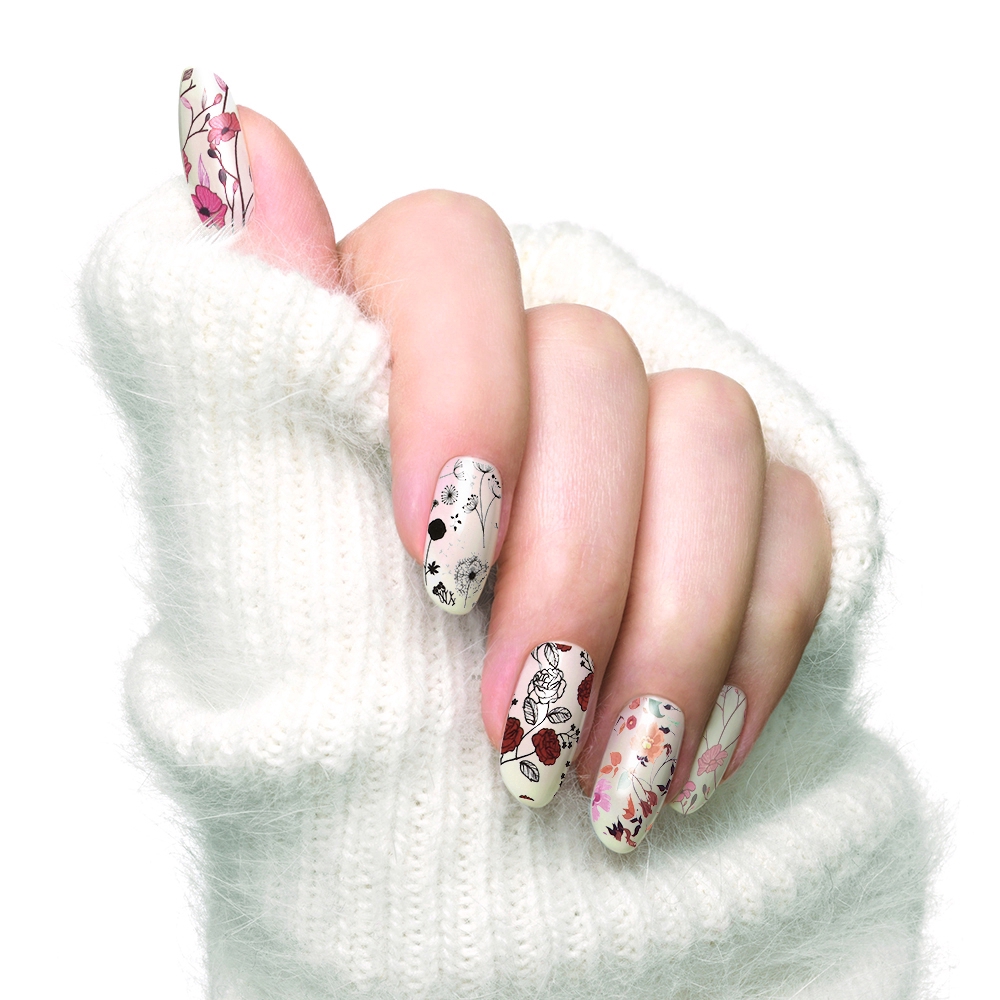 Decal dán trang trí móng tay in họa tiết hoa