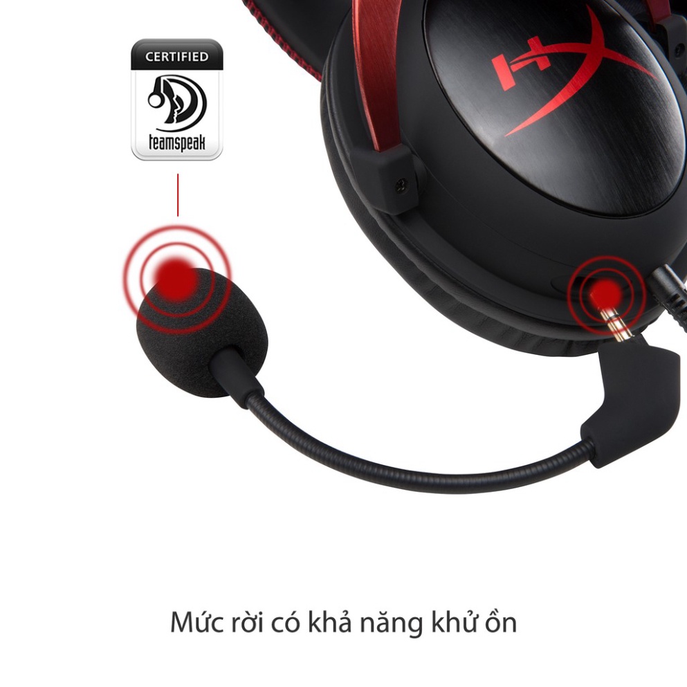 Tai nghe gaming HyperX Cloud II - Gun Metal/Red (kết nối USB &amp; 3.5 inch) - Hàng Chính Hãng
