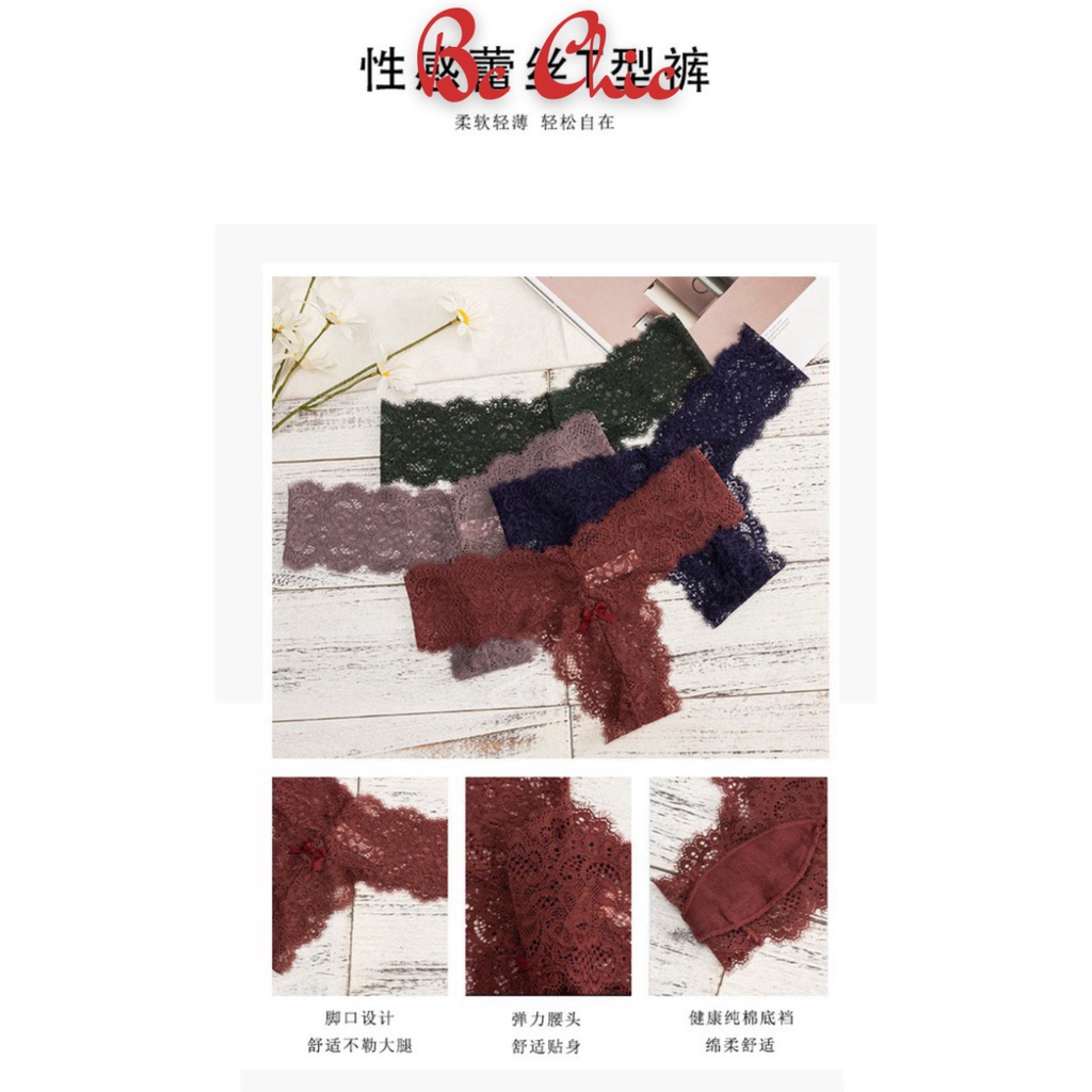 Quần Lót Nữ Lọt Khe Ren cao cấp mềm mại họa tiết gợi cảm quyến rũ mã Q410 BC_CHIC LINGERIE