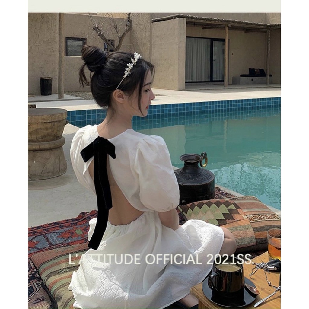 Đầm xòe nữ, đầm nữ màu trắng chất vải đẹp, hàng bán shop, phom váy trẻ trung, dưới 52kg