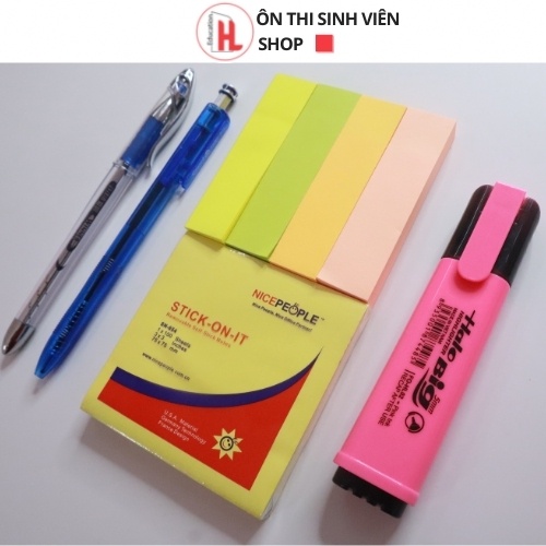 Combo GHI CHÚ CẢ GIÁO TRÌNH (giấy nhớ, bút hight, bút A+, giấy note)