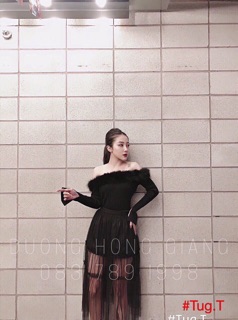 🌸🌸🌸Áo tay dài xẻ tà cổ lông 🌸🌸🌸