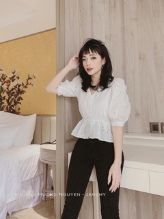 Áo peplum thô ren