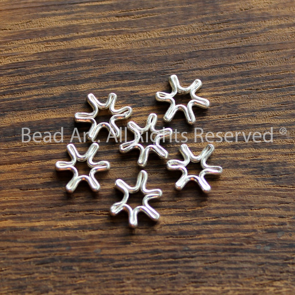 Set 2 Charm Cách - Hình Hoa Tuyết Bạc Karen Thái, Charm Làm Vòng Tay, Trang Sức, Yoga, Phong Thuỷ S45 - Bead Art