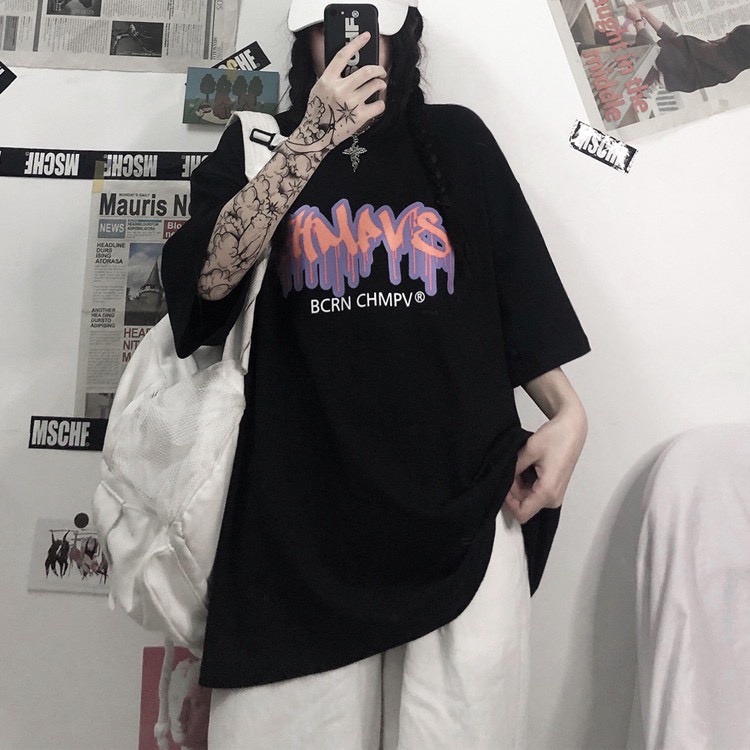 Áo Thun Form Rộng Tay Lỡ Unisex Nam Nữ In Chữ Siêu Đẹp Camshop