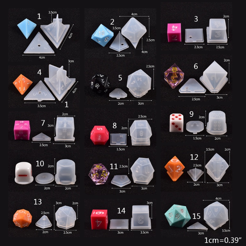Khuôn Silicone Làm Xúc Xắc 15 Hình Dạng Độc Đáo