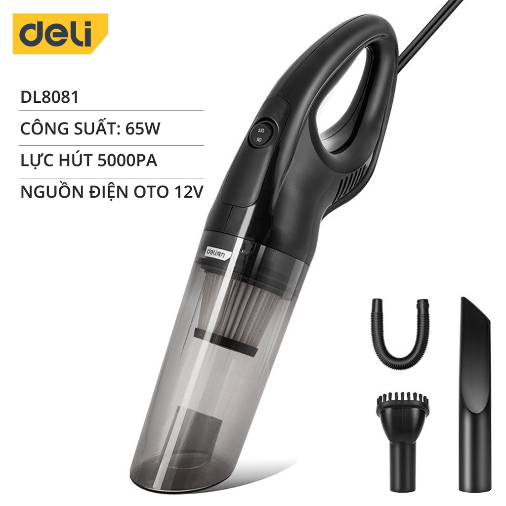 Máy Hút Bụi Cầm Tay Mini Không Dây Deli - Làm Sạch Cho Ô Tô, Đồ Dùng Trong Gia Đình - Vaccum Cleaner Nhỏ Gọn, Dễ Sử Dụng