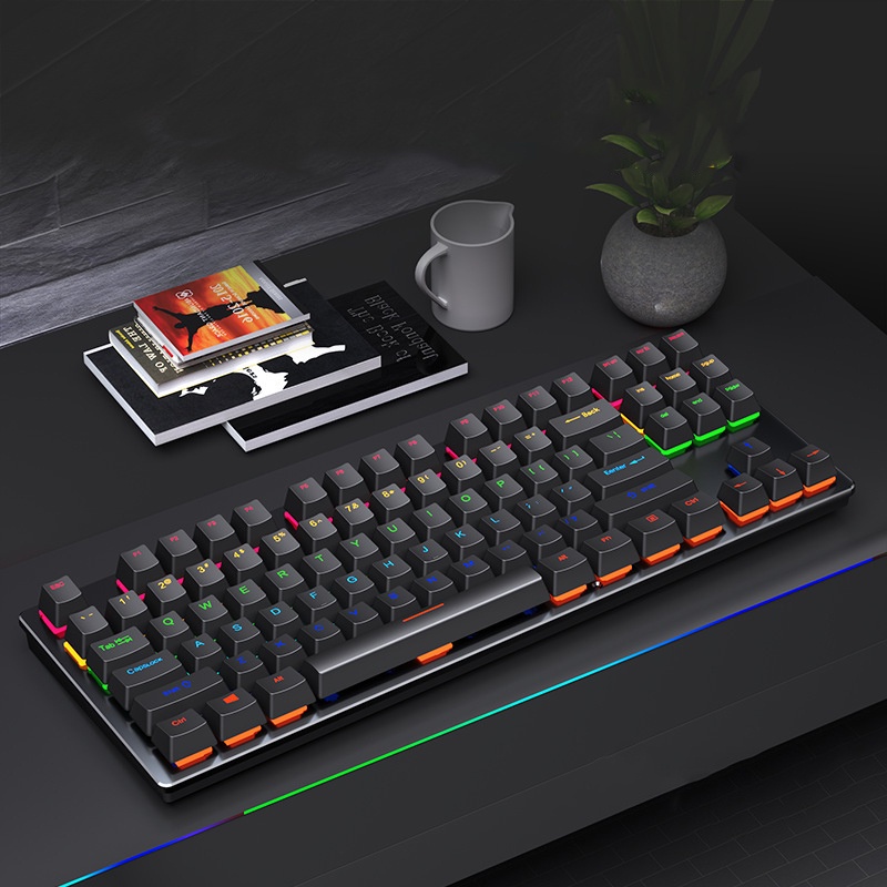 Bàn phím cơ K550 blue switch full led RGB 87 phím tiêu chuẩn hỗ trợ chơi game phù hợp với mọi thiết bị