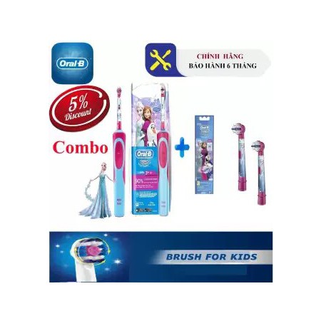 Combo Bàn chải điện OralB cho bé gái (Frozen) + 2 đầu bàn chải Frozen