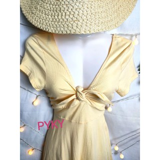 🌺DTB189011543 ĐẦM XÒE CỘT NƠ VÀNG🌺