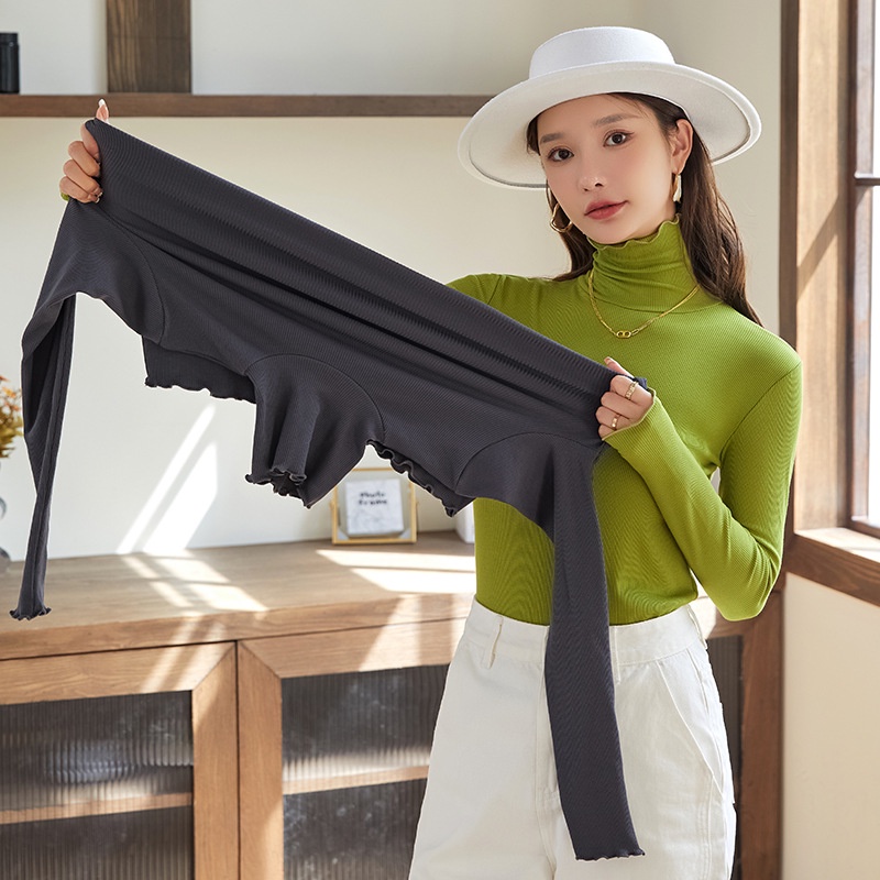 Áo Thun Tay Dài Cổ Cao Thời Trang Thu Đông Cho Nữ