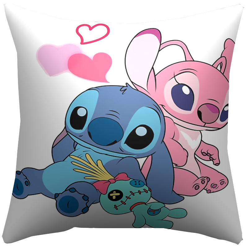 Vỏ Gối In Hình Lilo & Stitch Đáng Yêu Bằng Polyester Kích Thước 45x45cm