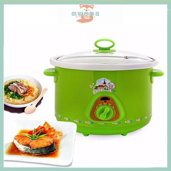 Nồi Nấu Cháo Điện, Nồi Nấu Cháo Chậm 1,5L Hầm Xương, Kho Thịt, Cá, Nấu Cháo Cho Bé Đa Năng | KyuBi Shop