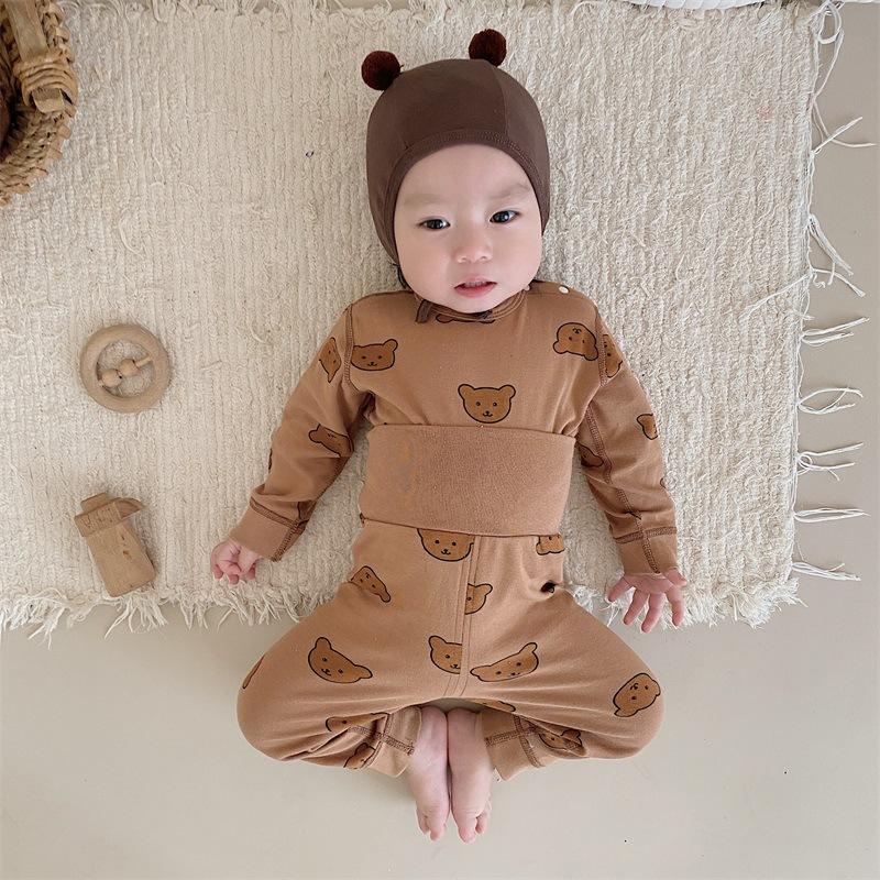Bộ Quần Áo Vải Cotton Lưng Cao Xẻ Tà Kiểu Hàn Quốc Thời Trang Xuân Thu Cho Bé