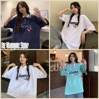 ORDER I Áo polo thun dáng rộng tay lỡ phối cổ kiểu unisex nam nữ thời trang các màu ulzzang Hàn Quốc