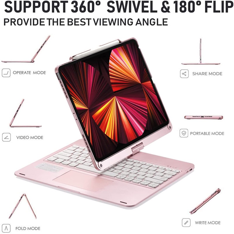 Bao Da Máy Tính Bảng Tích Hợp Bàn Phím bluetooth Không Dây Cho ipad pro 12.9 3th 4th gen 5th generation 2018 2020 2021 Vỏ