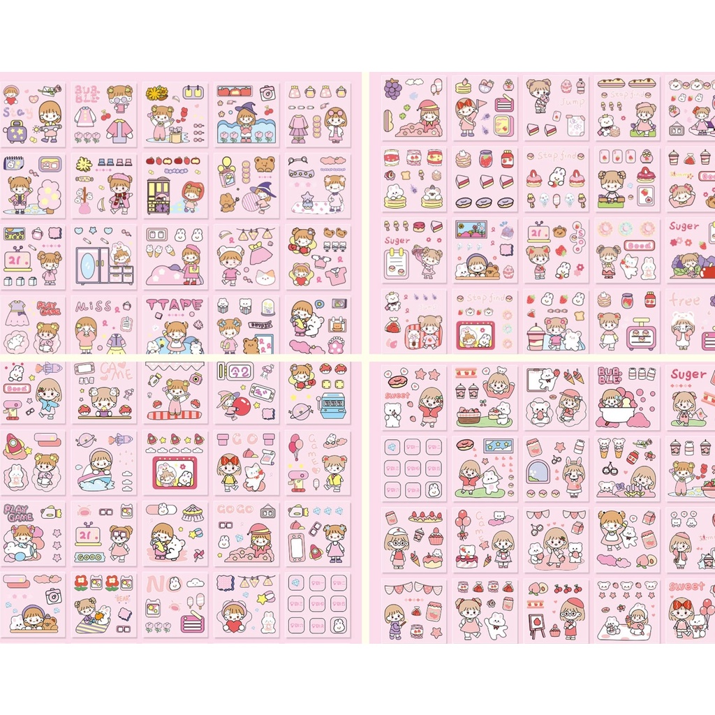 Set 10 tấm sticker cute chiết ngẫu nhiên từ hộp 100 sticker - Momo Chan