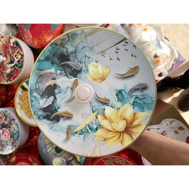Khay Đựng Mứt Bánh Kẹo Tết Hình Tròn 3D, Hộp Đựng Bánh Kẹo Ngày Tết
