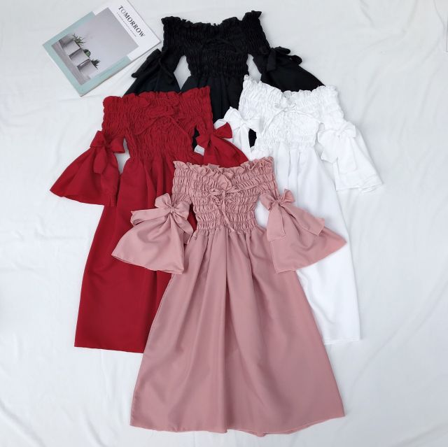 Đầm nhún tiểu thư dễ thương quá vải mát. | BigBuy360 - bigbuy360.vn