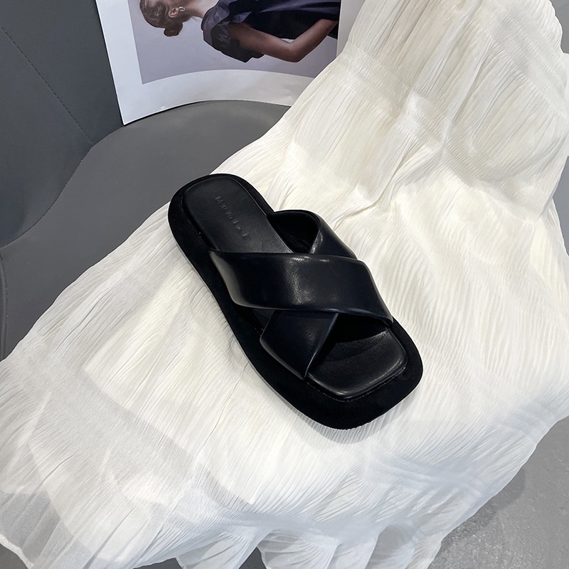 Dép quai chéo IELGY đế dày thời trang cho nữ